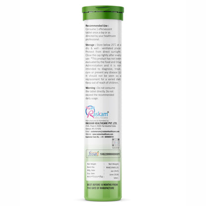 Raskam ACV Moringa 500mg Shikanji Flavour 15 Effervescent Tablets For Gut Health | Weight Loss | Reduces Stress | 100% Vegan | 15 Tablets Each (Pack of 1)