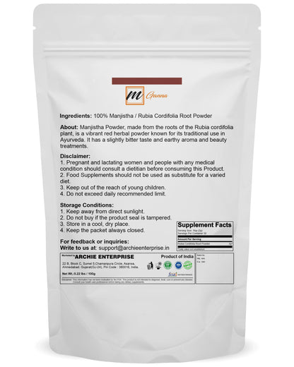 mGanna Manjistha/Madder Root Powder 100g / 0.22lbs For Hair Skin & Health Care