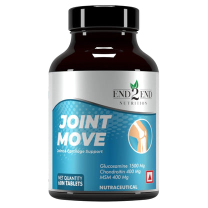 End2End Nutrition Joint Support Supplement with Glucosamine 1500mg, Chondroitin 400mg & MSM 400mg for Men and Women | Joint Health, Cartilage Support, Mobility and Flexibility - 60 Tablets