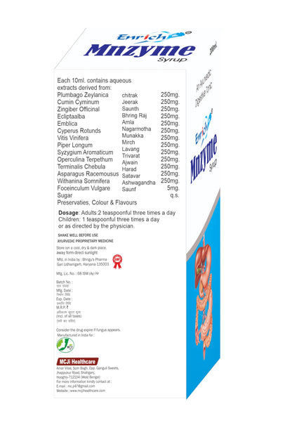 Enrich Plus Mnzyme Digestive Tonic Syrup 200ml. (pack of 3 * 200ml.)