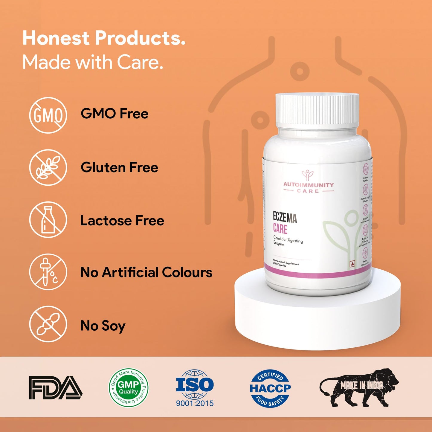 Autoimmunity care Eczema Care | with S.Boulardii, Eczema, Skin Allergies, Skin Rashes, Acne, Alopecia | Supports Immune System, Reduces Systemic Inflammation | 60 Capsules