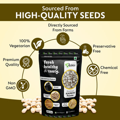 Rudra International Herbal Powder Combo – Safed Musli, Ashwagandha, Kaunch Beej & Shatavari – Ayurvedic Supplement for Stamina, Strength & Wellness & Reproductive Health Support - Pack of 4 (50g Each)