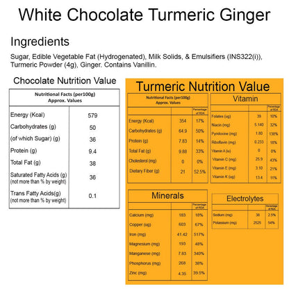 BOGATCHI Immunity Booster Turmeric Milk White Chocolate Bar, Ginger, 80g