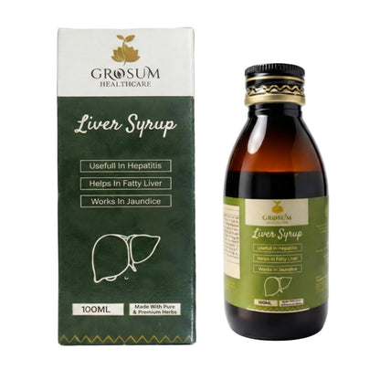 Grosum Liver Syrup – With 17 Ayurvedic Herbs like Rohitaka, Punarnava, Guduchi & Amla, 200ml