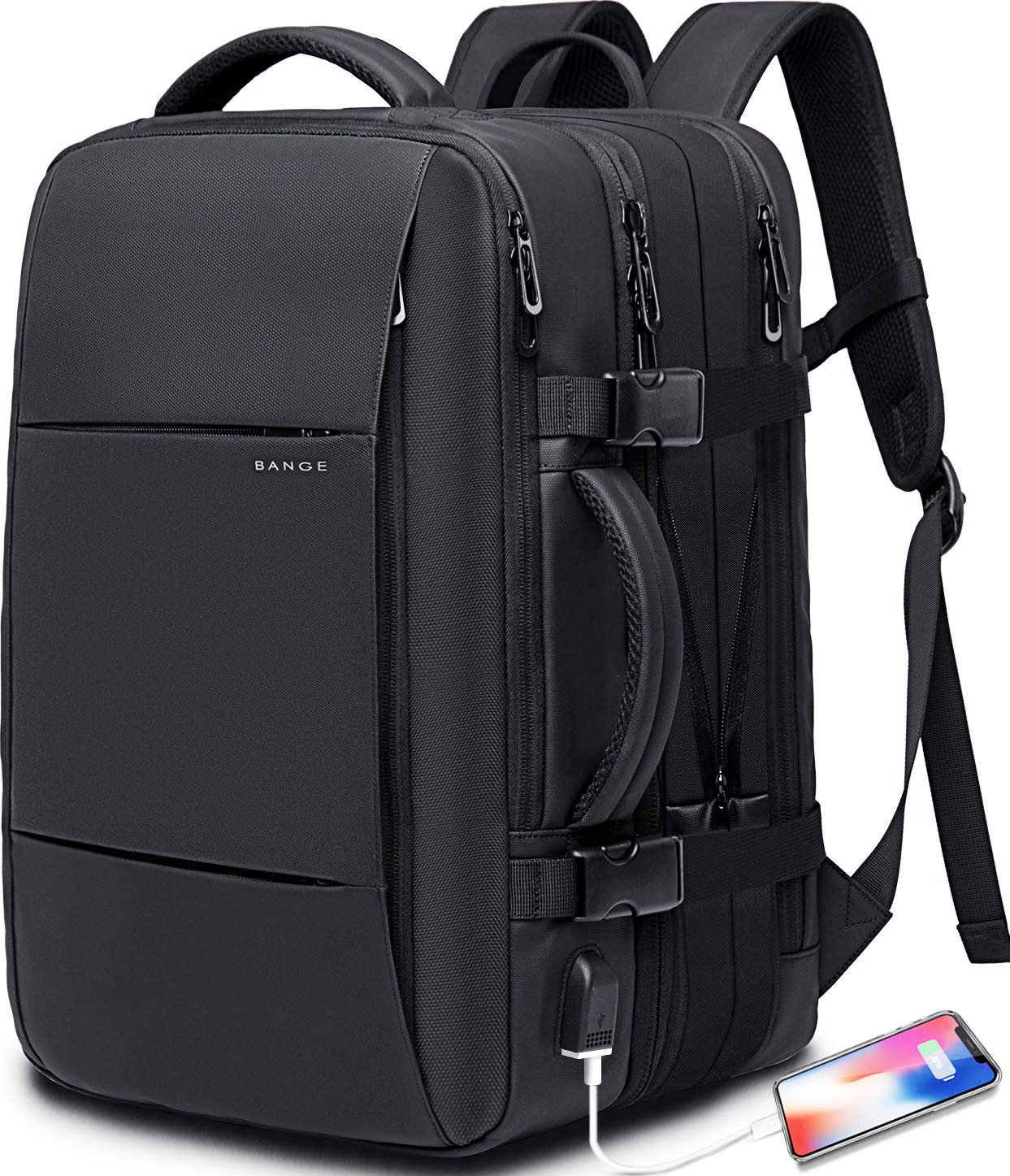 BANGE Titan Ultrafit 5.6-inch Laptop Bag Backpack for Men and Women 35L Outdoor and Camping 3in1 Office Bag,Travelling,Backpack - Black