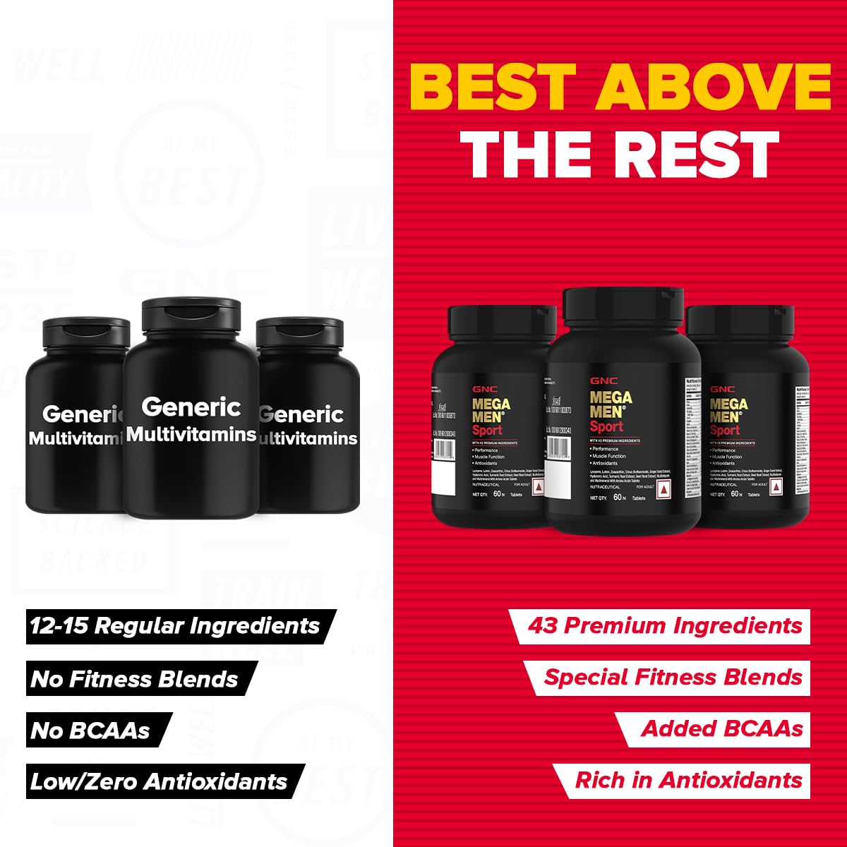 GNC Mega Men Sport Multivitamin for Men | 60 Tablets | 43 Premium Ingredients | Boosts Muscle Performance | Antioxidant Rich | Supports Prostate Health | Protects Heart & Vision | Formulated In USA