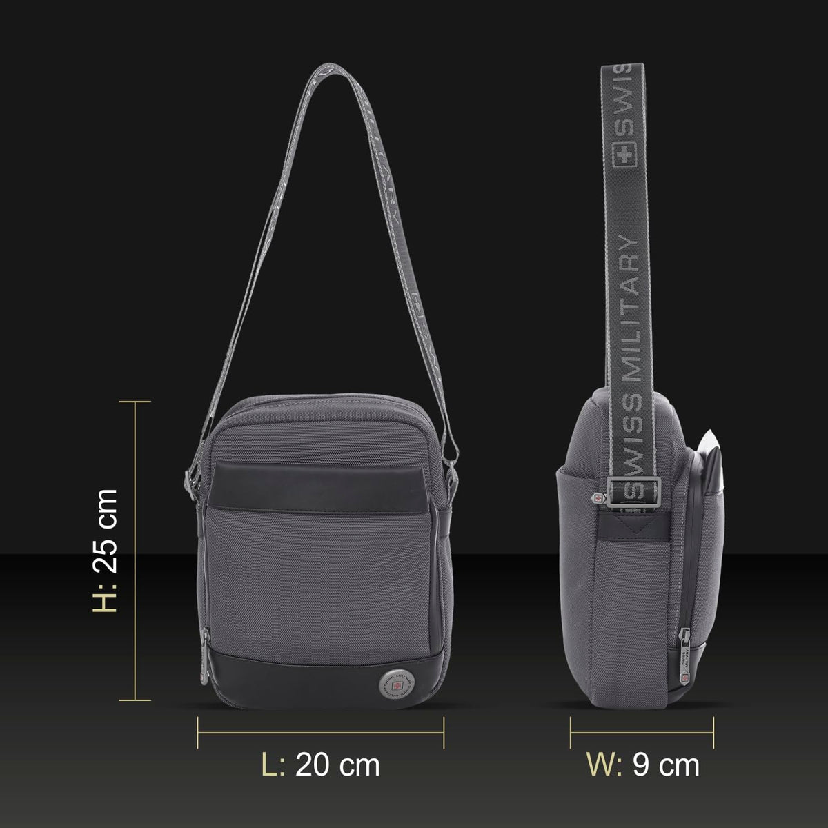 SWISS MILITARY Popper Sling Bag 5L | Cross Body Side Bag with Buckle Closure | Anti Theft Chest Bag | Easy to Carry Bag for Men & Women | Mini Travel Bag for Phone Passport Wallet Key and Earbuds Grey