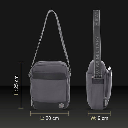 SWISS MILITARY Popper Sling Bag 5L | Cross Body Side Bag with Buckle Closure | Anti Theft Chest Bag | Easy to Carry Bag for Men & Women | Mini Travel Bag for Phone Passport Wallet Key and Earbuds Grey