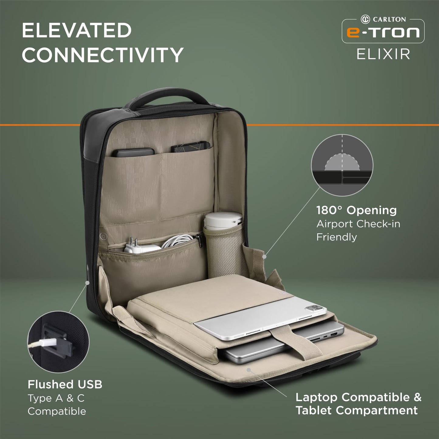 CARLTON Esporta Business Backpack with 15' Laptop Compartment-11L | Premium Anti-Theft/Water Resistant Backpack with added Ergonomic Comfort & Smart Organiser (Jet Black)