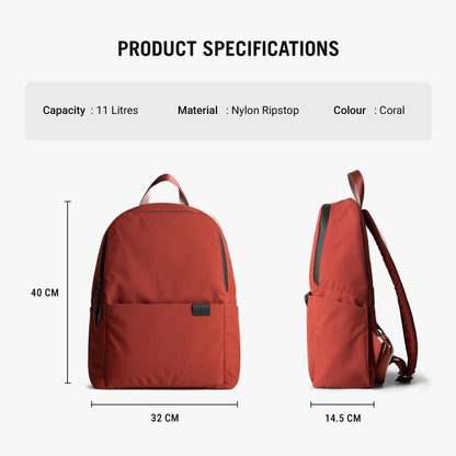 DailyObjects Water Resistant Pivot Lunar Daypack Bag for Men & Women|Fits 13/14 inch Laptop/Macbook Pro/Air iPad|Lightweight| Backpack (19L)|Office Use/Travel|Multi Compartments|Red