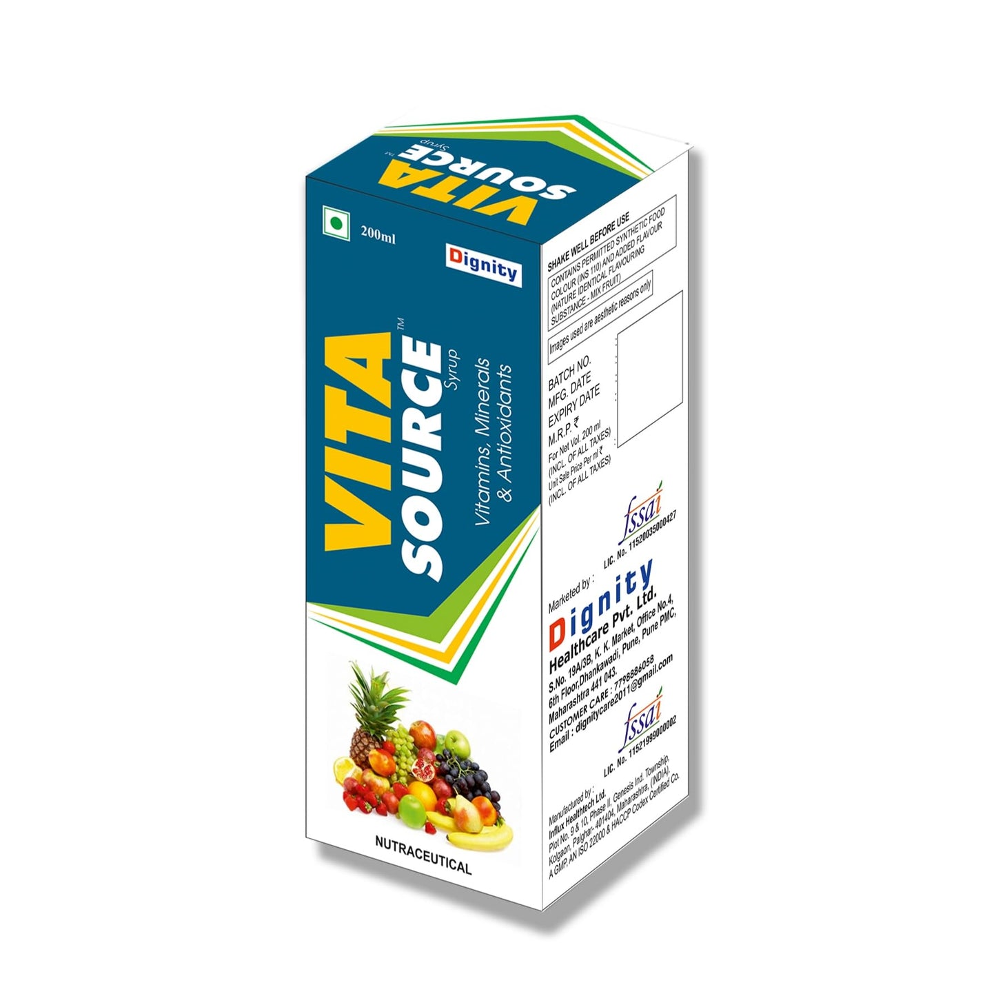 Vita Source Syrup 200ml | Multivitamin & Multimineral Nutraceutical Supplement | Boosts Energy, Immunity & Overall Wellness | Rich in Antioxidants with Natural Mix Fruit Flavour