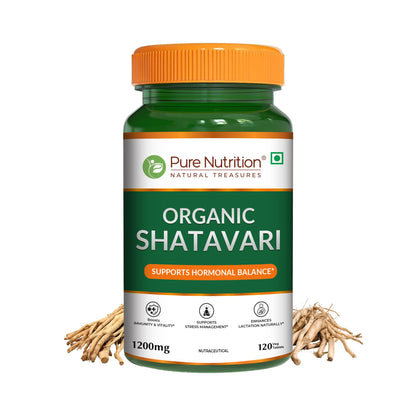 Pure Nutrition Organic Shatavari 120 Tablets | Ayurvedic Herbal Supplement for Women’s Hormone Balance & Wellness | Boosts Immunity, Supports Digestion & Overall Vitality