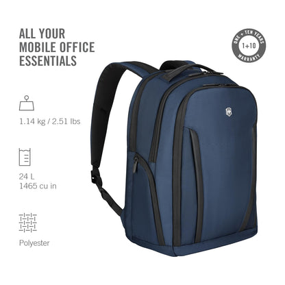 Victorinox Swiss Designed Backpack, Altmont Professional Essentials Laptop Backpack, Navy Blue, Dedicated Laptop and Tablet Compartment, Business Travel Office Bag For Men, 24 Litres, (653289)