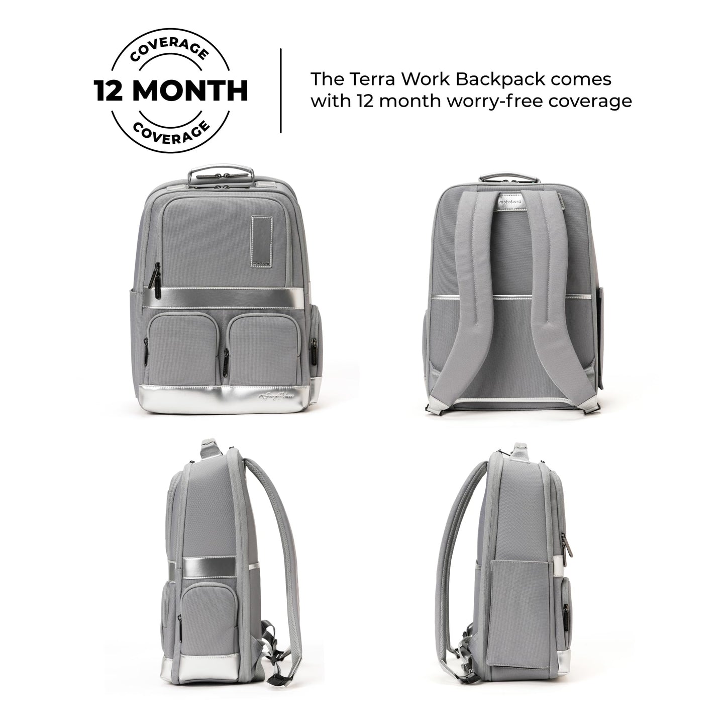MOKOBARA The Terra Work Backpack | Fits Up To 16 Inch Laptop, 25 Liter Capacity, Water-Resistant Nylon & Vegan Leather Trims | Adjustable Shoulder Straps & Ergonomic Design | Reflection Day (Sliver)