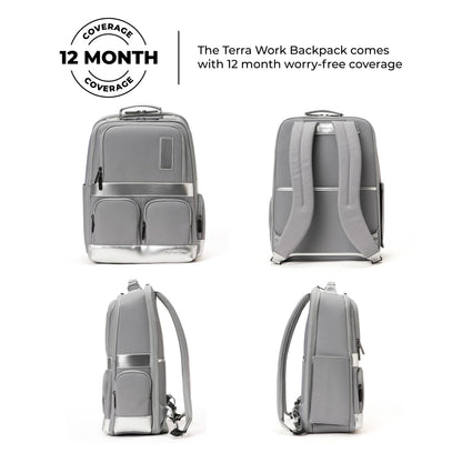 MOKOBARA The Terra Work Backpack | Fits Up To 16 Inch Laptop, 25 Liter Capacity, Water-Resistant Nylon & Vegan Leather Trims | Adjustable Shoulder Straps & Ergonomic Design | Reflection Day (Sliver)