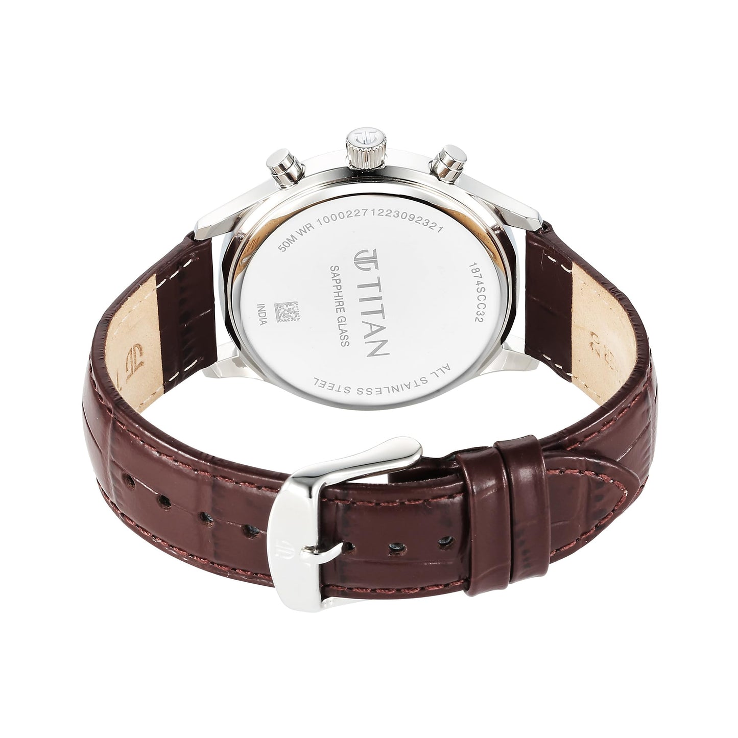 Titan Sapphire Multifunction Quartz Analog with Day and Date White Dial- image 5