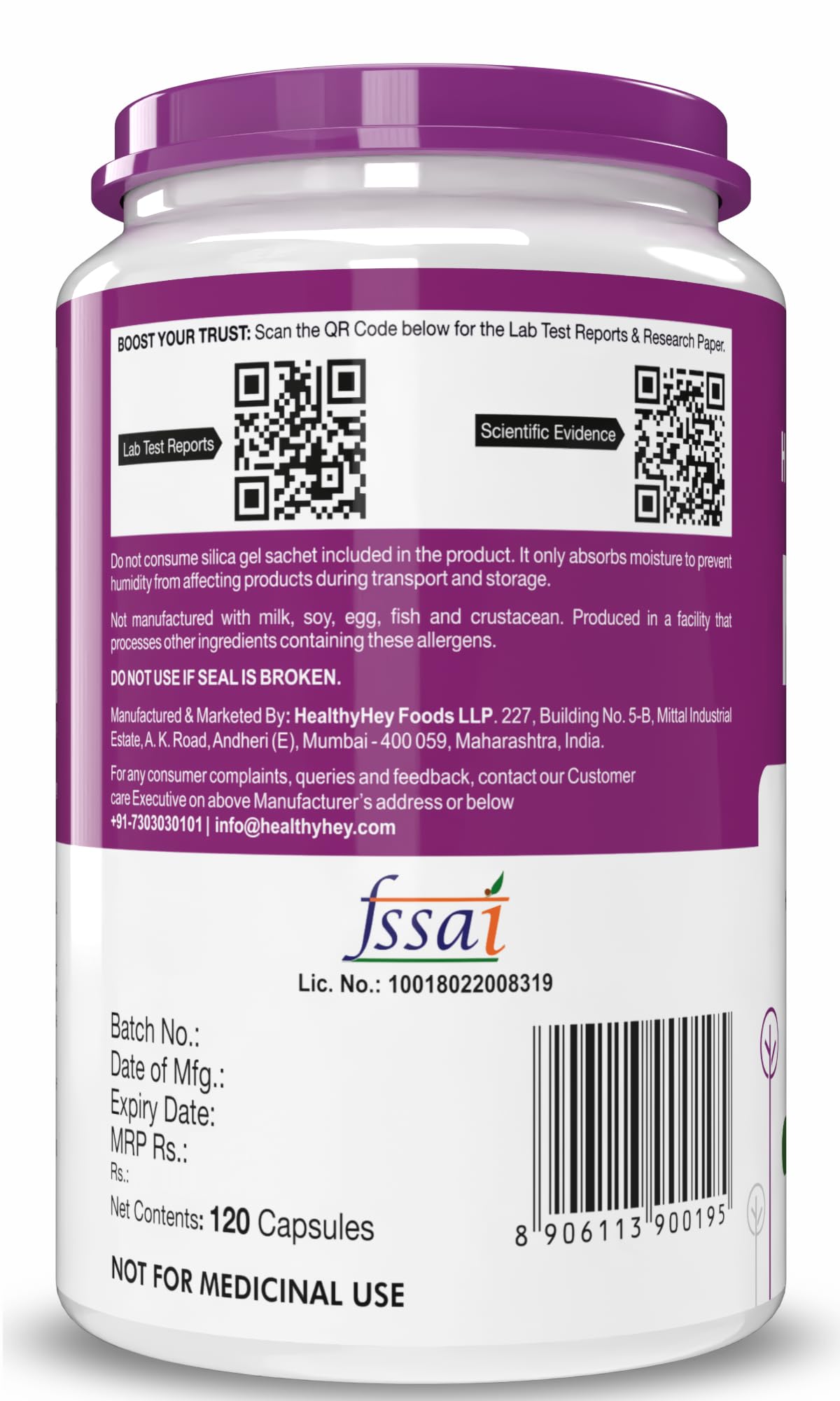 HealthyHey Nutrition Niacin Vitamin B3 120 Veg. Capsules- image 3