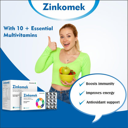 Zinkomek | Multivitamin, Multimineral with Grape Seed Extract | 2x15 Tablets (10) | Gelmek