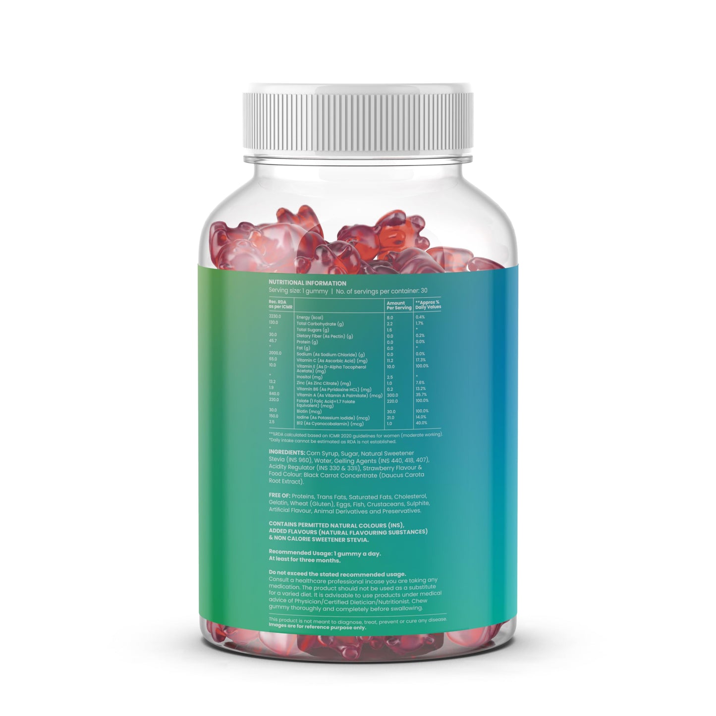Gytree Biotin Gummies for Complete Hair, Skin & Nail Support | With Vital Nutrients, Inositol & Vitamin C, A, E, B6, Folate, Zinc | Strawberry Flavour | No Gelatin, No Soy, Lactose Free (90 gummies)