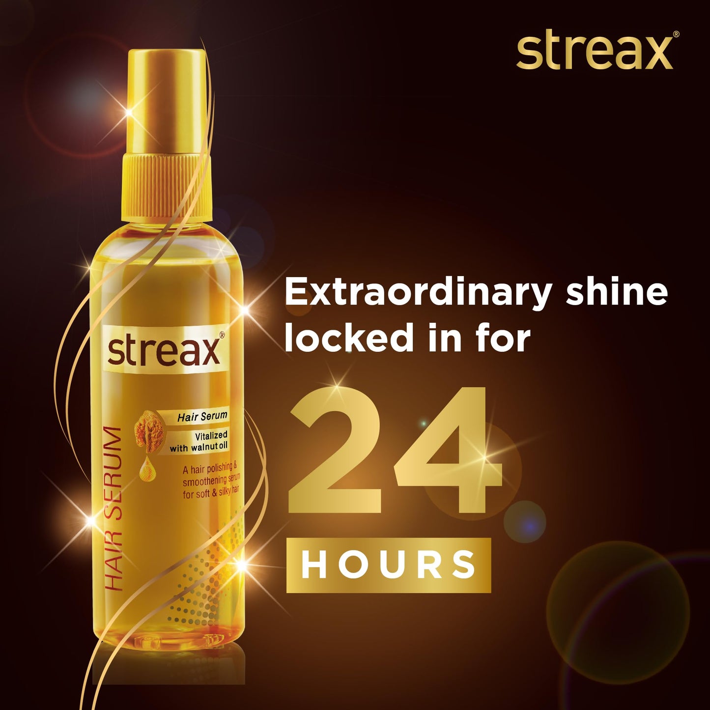 Streax Hair Serum-200 ml Vitalized with Walnut Oil, For Hair Smoothening & Shine, For Dry & Frizzy Hair