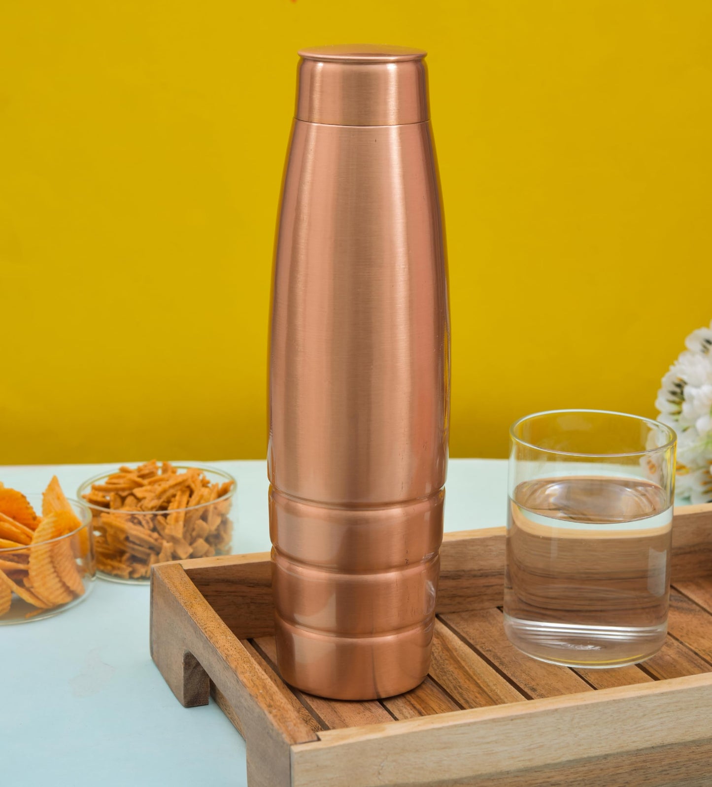 OGGN Pure Curved Copper Water Bottle, Durable & Rust Proof Tamba Bottle for Drinking, Anti-Oxidant Material, Perfect Stylish Office Carrying Bottles - 1L