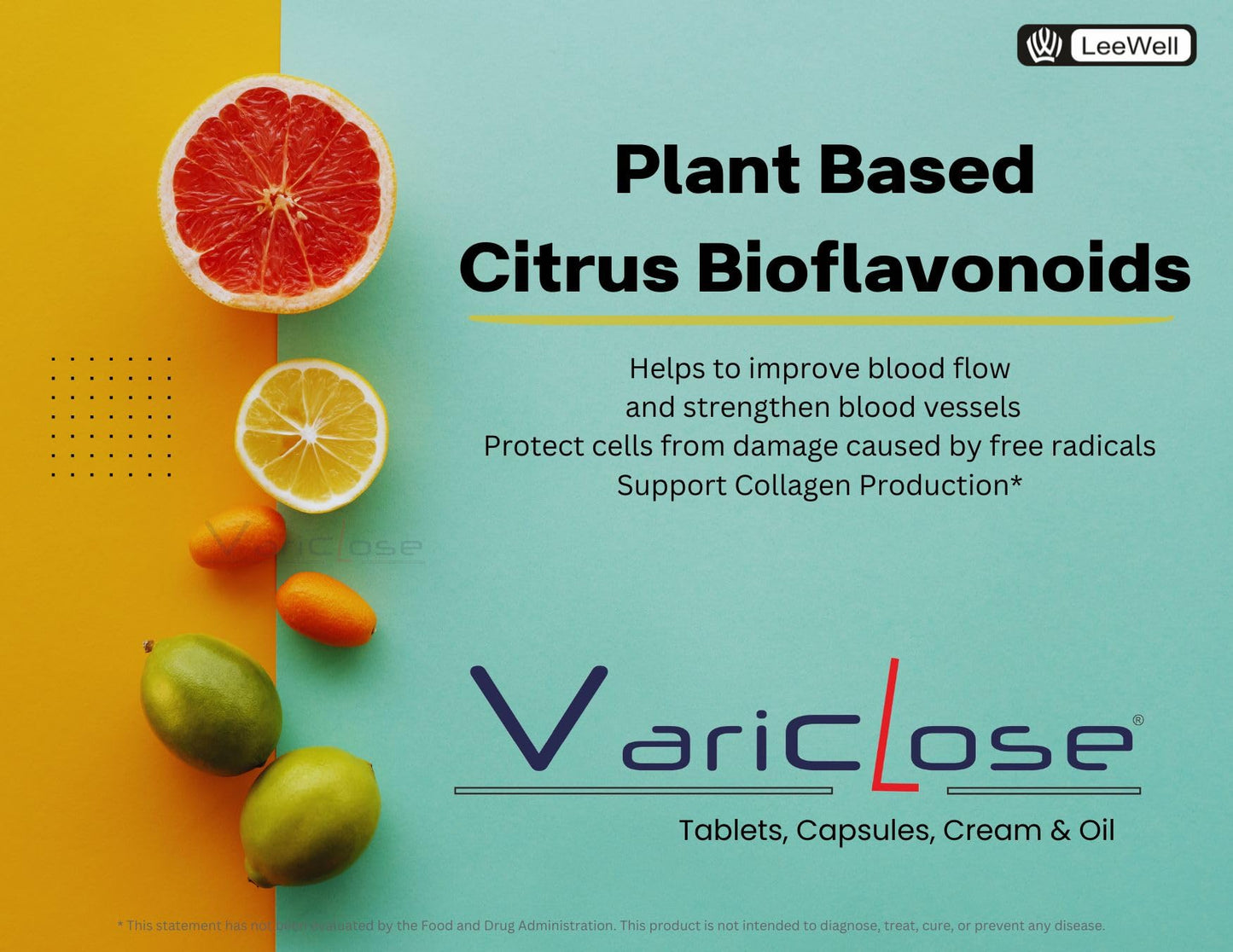 Variclose -500 Advanced Support for Varicose Veins | Helps Strengthens Vein Wall & Improve Micro Circulation | Plant-based Nutrition for Restless Legs Health & Enlarged Vein discomfort | Citrus bioflavonoids Diosmin 450mg Hesperidin 50mg - 30 tablets