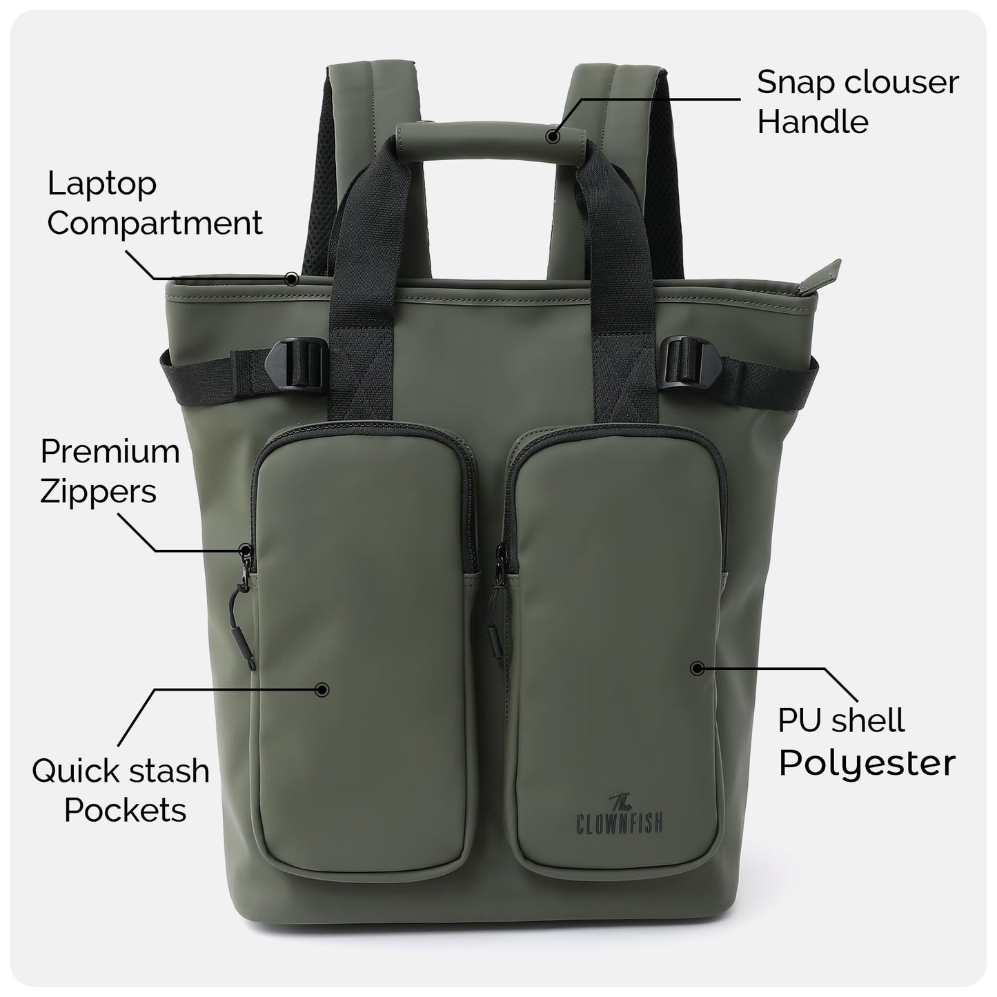 THE CLOWNFISH Loomis Series Waterproof Laptop Bag | PU Shell | Travelli- image 4