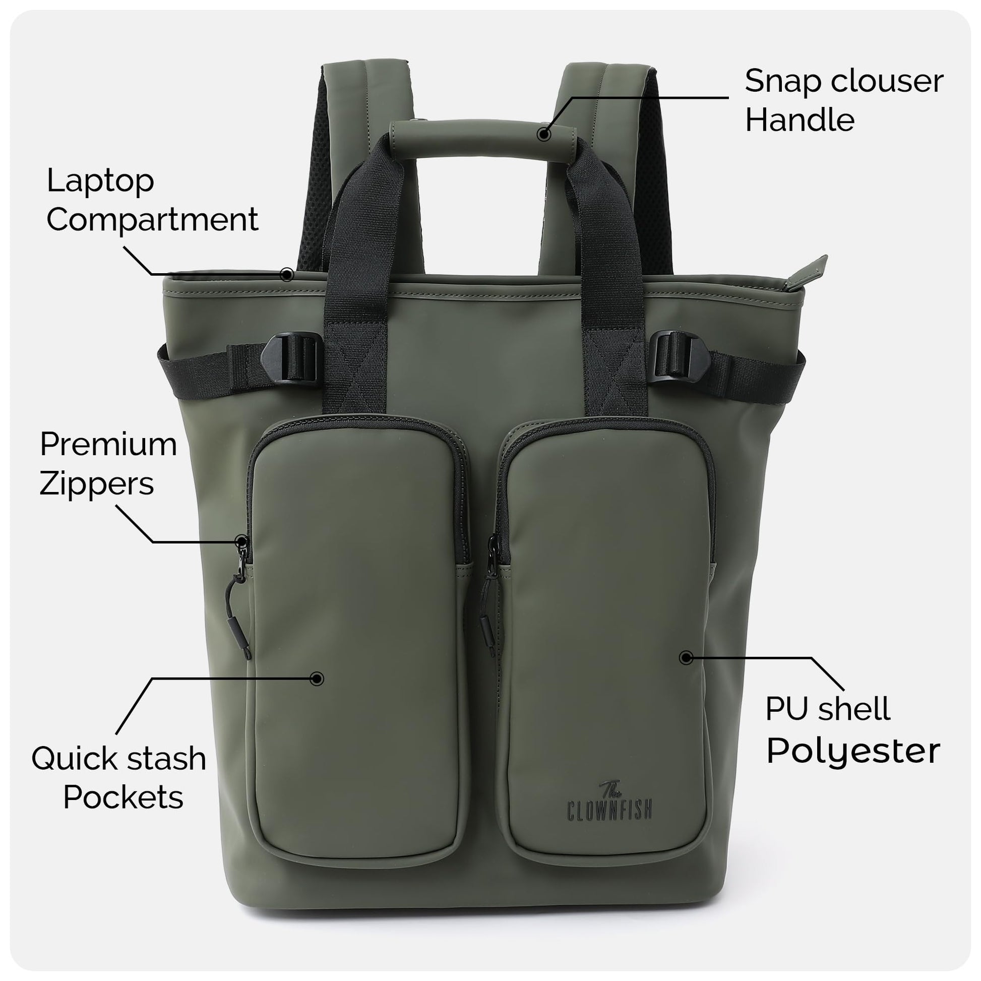 THE CLOWNFISH Loomis Series Waterproof Laptop Bag | PU Shell | Travelli- image 4