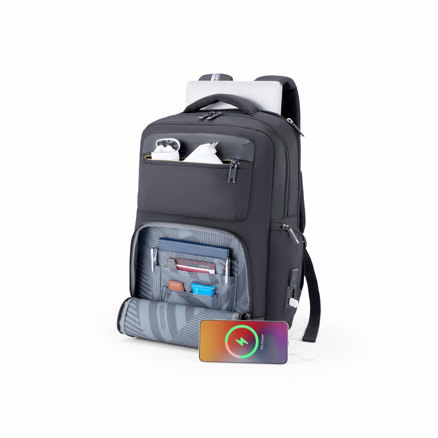 American Tourister Zork Pro | 19 Ltrs | 2 Compartments | Ergonomic Padded Back Panel & Shoulder Straps | Executive Backpack | 1 Year International Warranty | Black