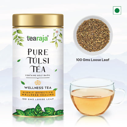 Pure Tulsi Tea 100 GMS | Holy Basil | Pure Herbal Tea |100 % Natural Whole Leaf | Caffeine Free | High in Anti-oxidant |