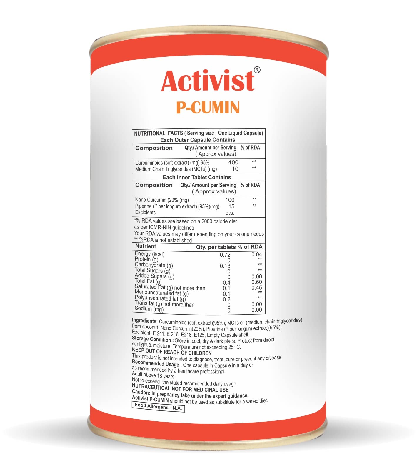 Activist P-Cumin Oil Capsule | Nutritional Dietary Supplement (60 Liquid Capsule) - 100% Pure Cumin Oil, Natural Support for Digestive Health, Immune System Boosting, and Antioxidant Protection