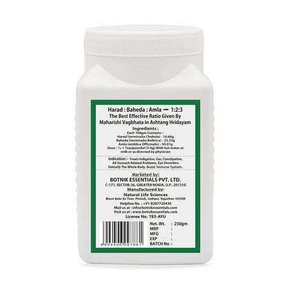 BOTNIK ESSENTIALS 100% Organic Triphala 1:2:3 Churna-250gm for Acidity|- image 3