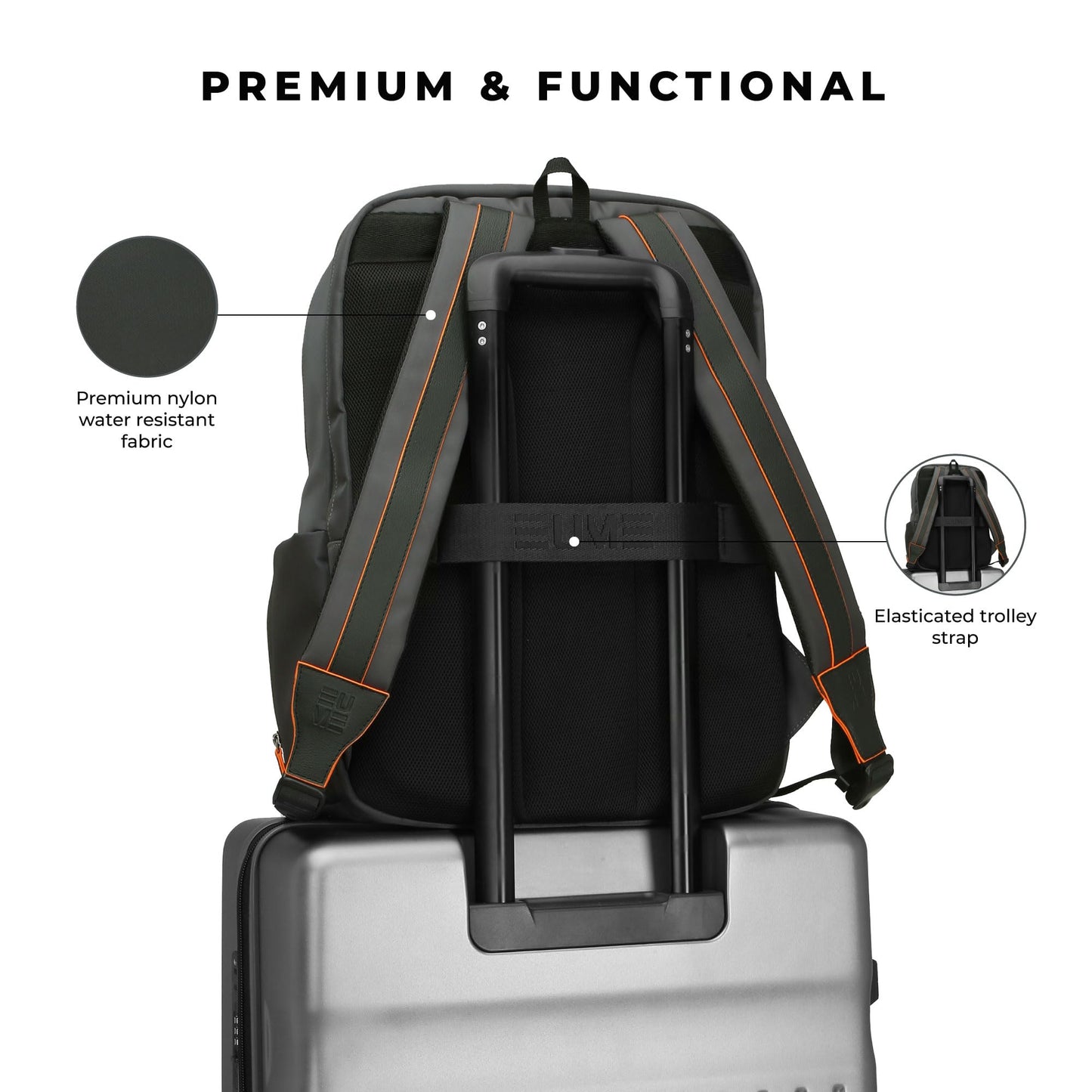 EUME Alpha 27L Laptop Bag for Men,Volcanic grey | 2 Large Compartment o- image 4