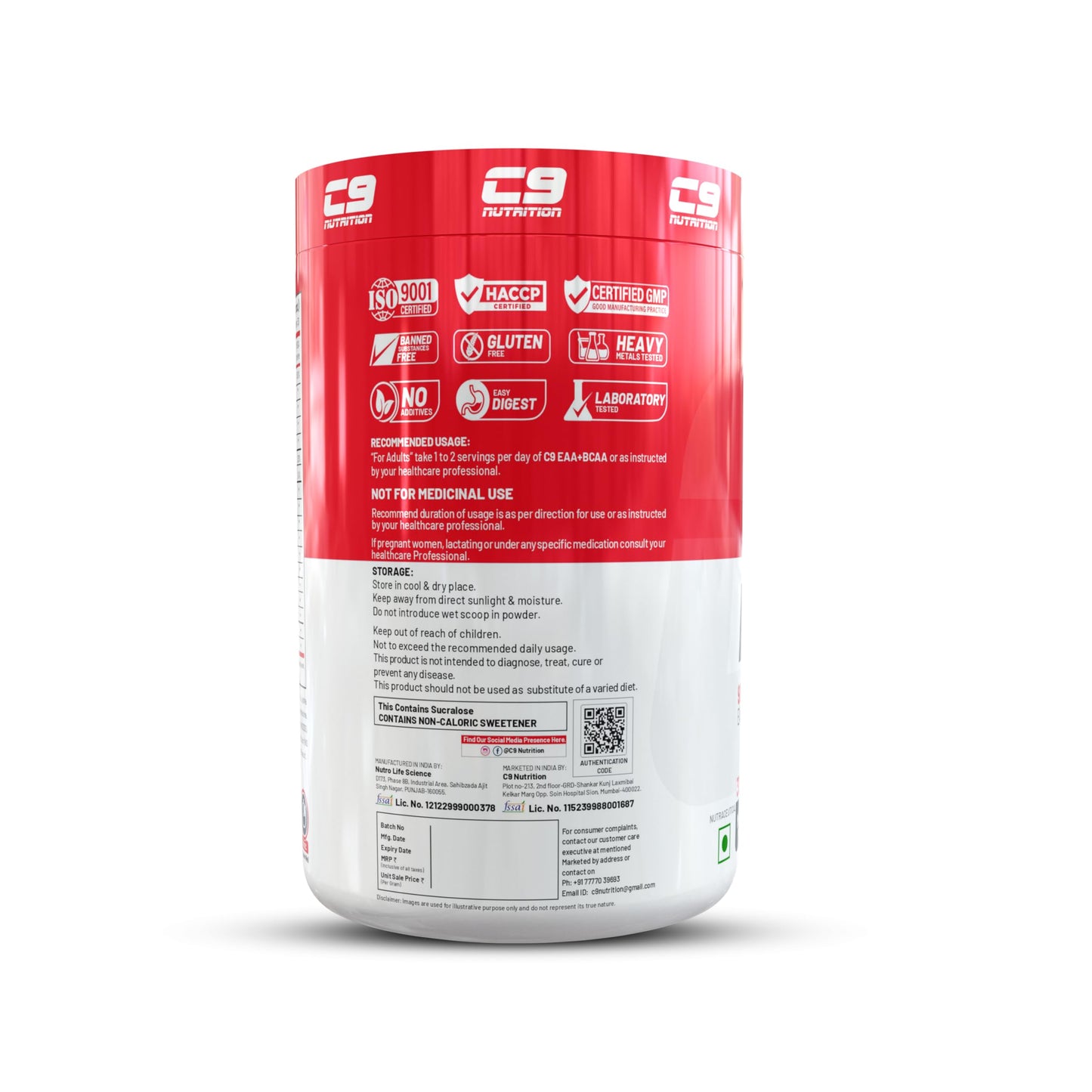 C9 Nutrition BCAA + EAA Powder | Sugar Free Powerful Intra Workout | Mu- image 2