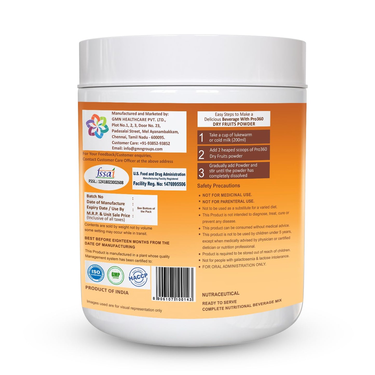 Pro360 Dry Fruits Protein Powder With Natural Dry Fruits With Immunity Boosters - Zinc, Vitamin C, Vitamin D (250g+250g) Pack of 2