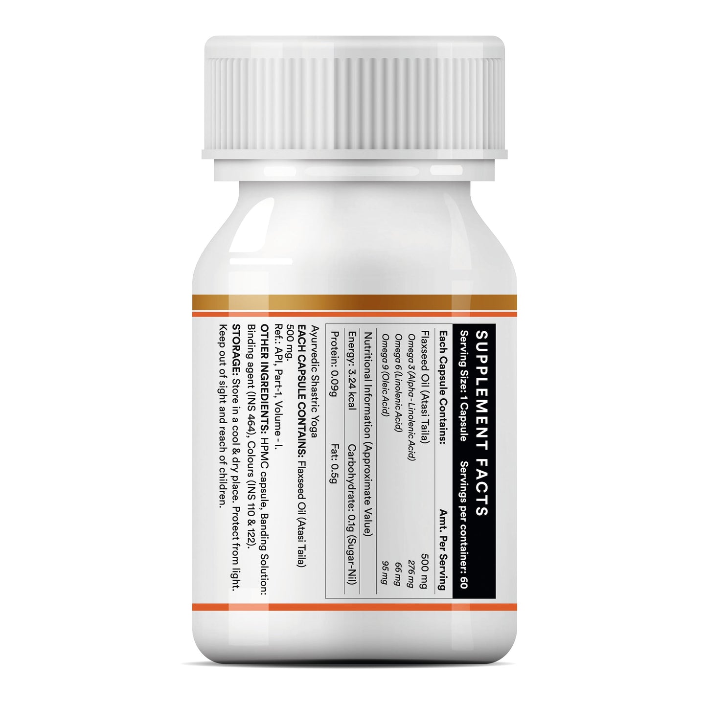 INLIFE Flaxseed Oil Omega 3 6 9 Supplement, Extra Virgin Cold Pressed 500 mg - 60 Vegetarian Capsules (Pack of 2)