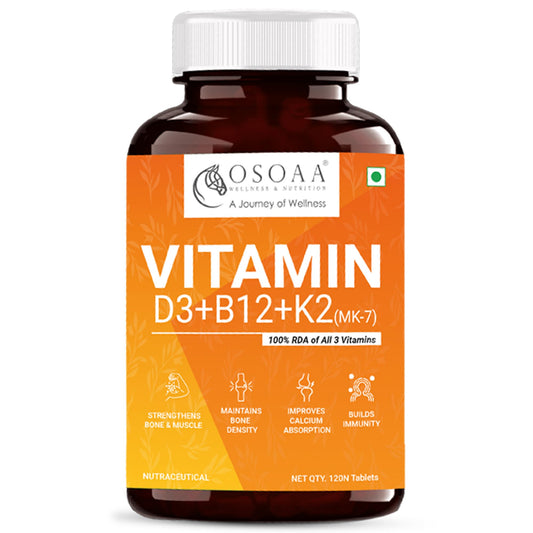 OSOAA Veg Vitamin D3 K2 MK7 (120 Tabs) For Men & Women
