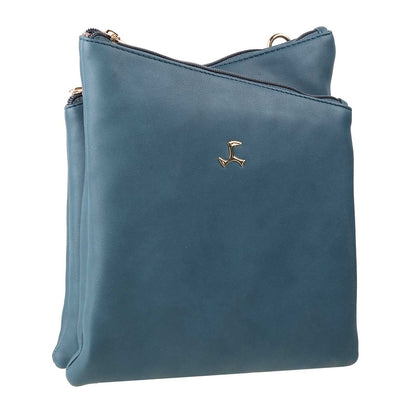 Mochi Blue Faux Leather Premium Zipper Casual Sling Bag For Women (66-7211)