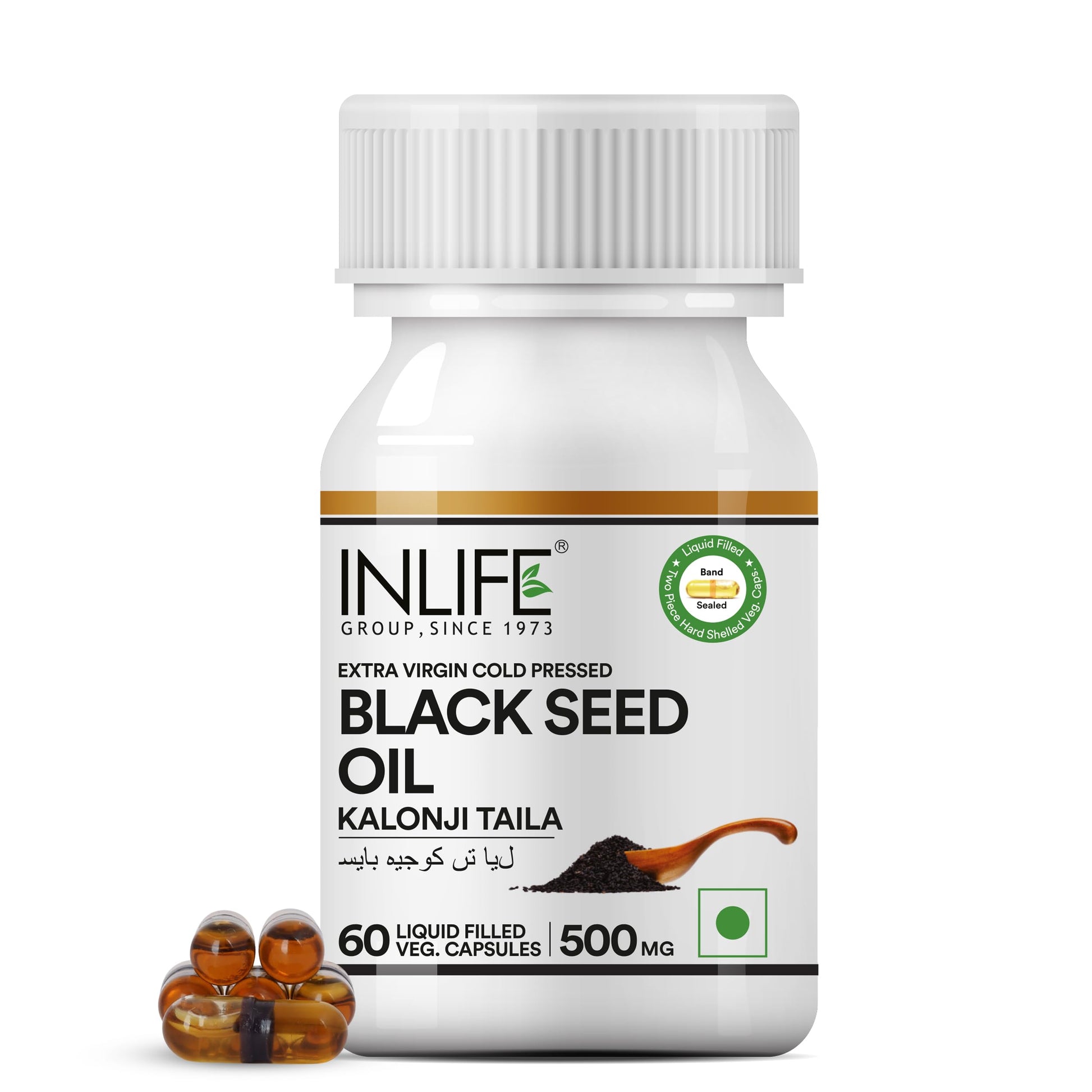 Inlife Black Seed Oil, Extra Virgin Cold Pressed, 500 mg - 60 Vegetarian Capsule