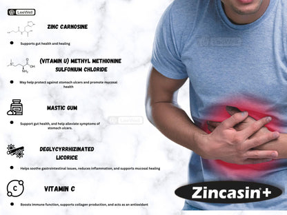 zincasin +plus Zinc L carnosine, Vitamin U, DGL Deglycyrrhizinated Lico- image 9