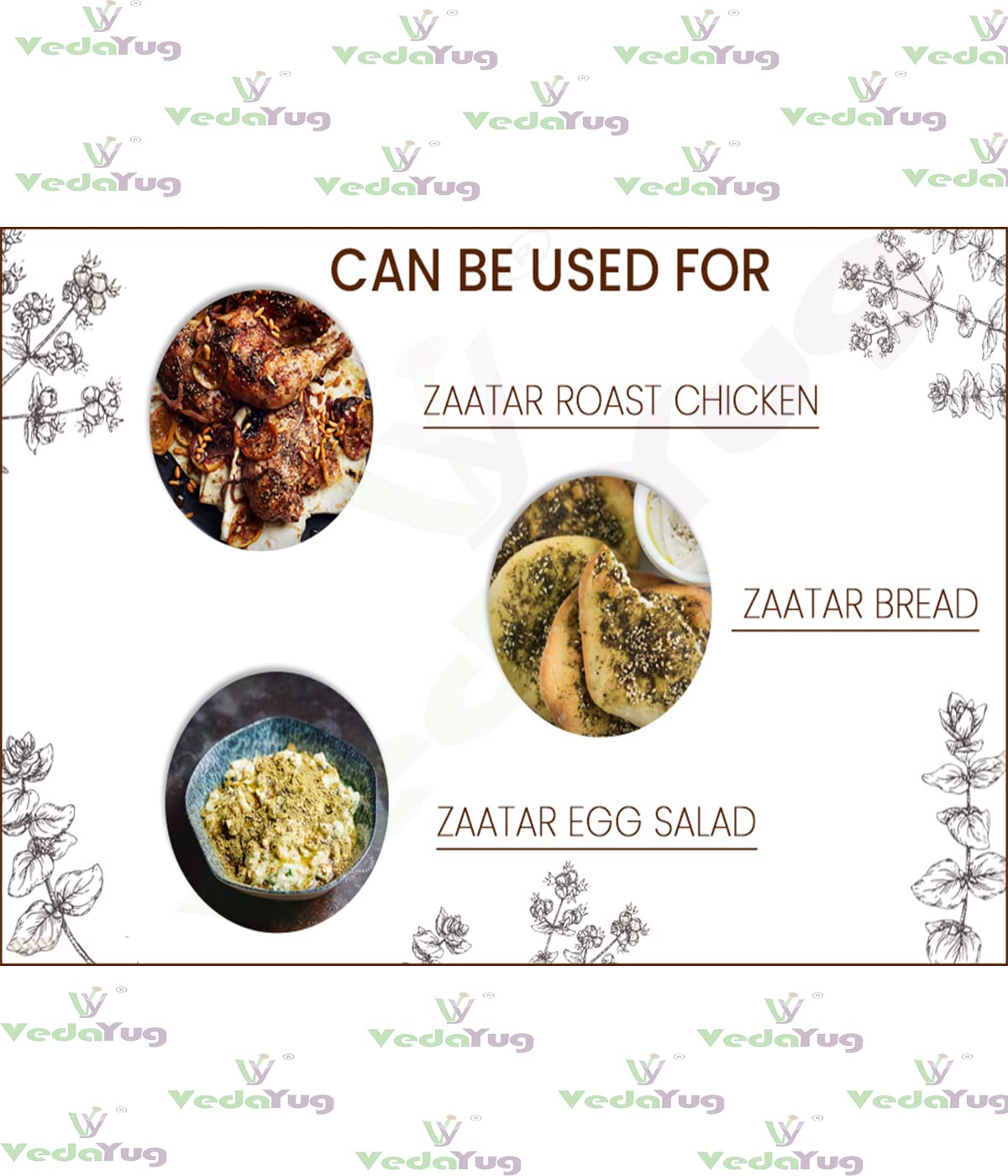 VY VedaYug Zaatar Powder | Middle Eastern Zatar Powder | Mediterranean Spice, 200g|Lebanese Zataar Seasoning for Shawarma Masala