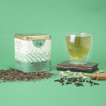 The Indian Chai - Masala Mint Green Tea 100 grams, Wellness, Flavor, and Vitality in Each Sip - Antioxidant Support, Digestive Aid, Immune Boost, Mental Clarity, and Respiratory Health