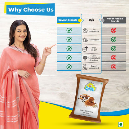 Spyran Garam Masala Powder with 100% Natural Ingredients, No Onion Garlic, and No Salt, Authentic Indian Spices 200 grams