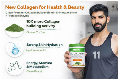 OZiva Pro Collagen Peptides Caramel, 250g (Type I & Type II) | Whey Protein & Collagen Builder Peptides for Healthy Skin & Hair Muscular & Joint Health | Powder for Women & Men, Caramel, Pack of 1