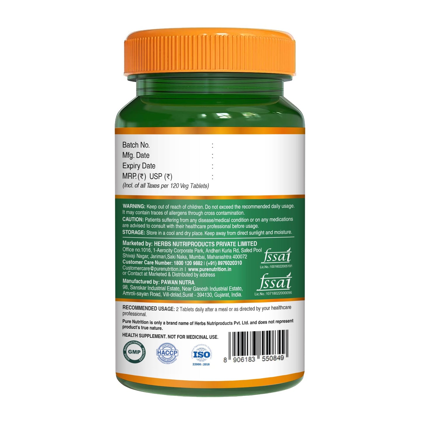 Pure Nutrition Chelated Triple Magnesium Complex Supplement - 60 Tablets | Magnesium Glycinate Complex With Citrate & Oxide Supplement Supports Bones Muscles & Nerves 1383mg Per Serving