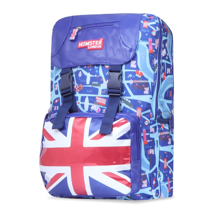 HAMSTER LONDON Royal London Backpack Jumbo – 15.9L Spacious & Stylish Blue Back| Durable PU Material, Water-Resistant | 3 Zipped Compartments & Padded Straps(L12cm x W5cm x H17cm)