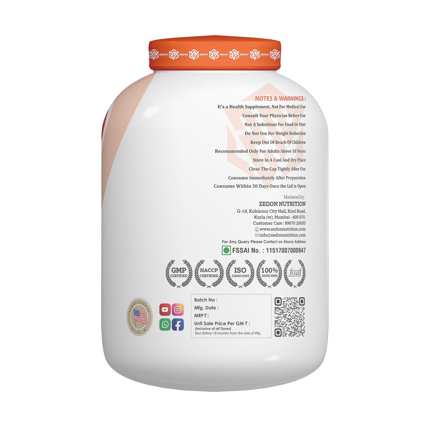 Zedon Nutrition Ultra Weight Gainer High Calorie Mass Gainer Protein Supplement Designed for Rapid Weight Gain Muscle Growth and Recovery Rich Nutrition Fitness Powder 2.27kg