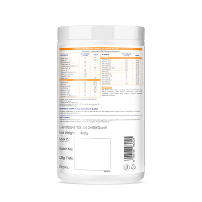 Gritzo SuperMilk Athlete (7-12y Boy & Girl), 14g Protein Powder (Double Chocolate, 400g) | Zero Refined Sugar, 20 Vitamins & Minerals