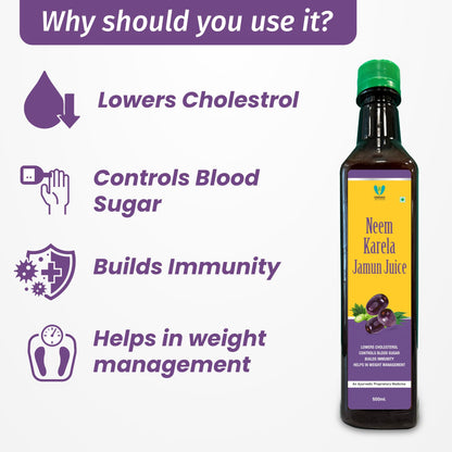 VARAH Neem, Karela, Jamun Juice with Herbal Extracts | Supports Blood Sugar Regulation, Healthy Digestion and Balanced Lifestyle | Enriched with Traditional Ingredients for Daily Wellness