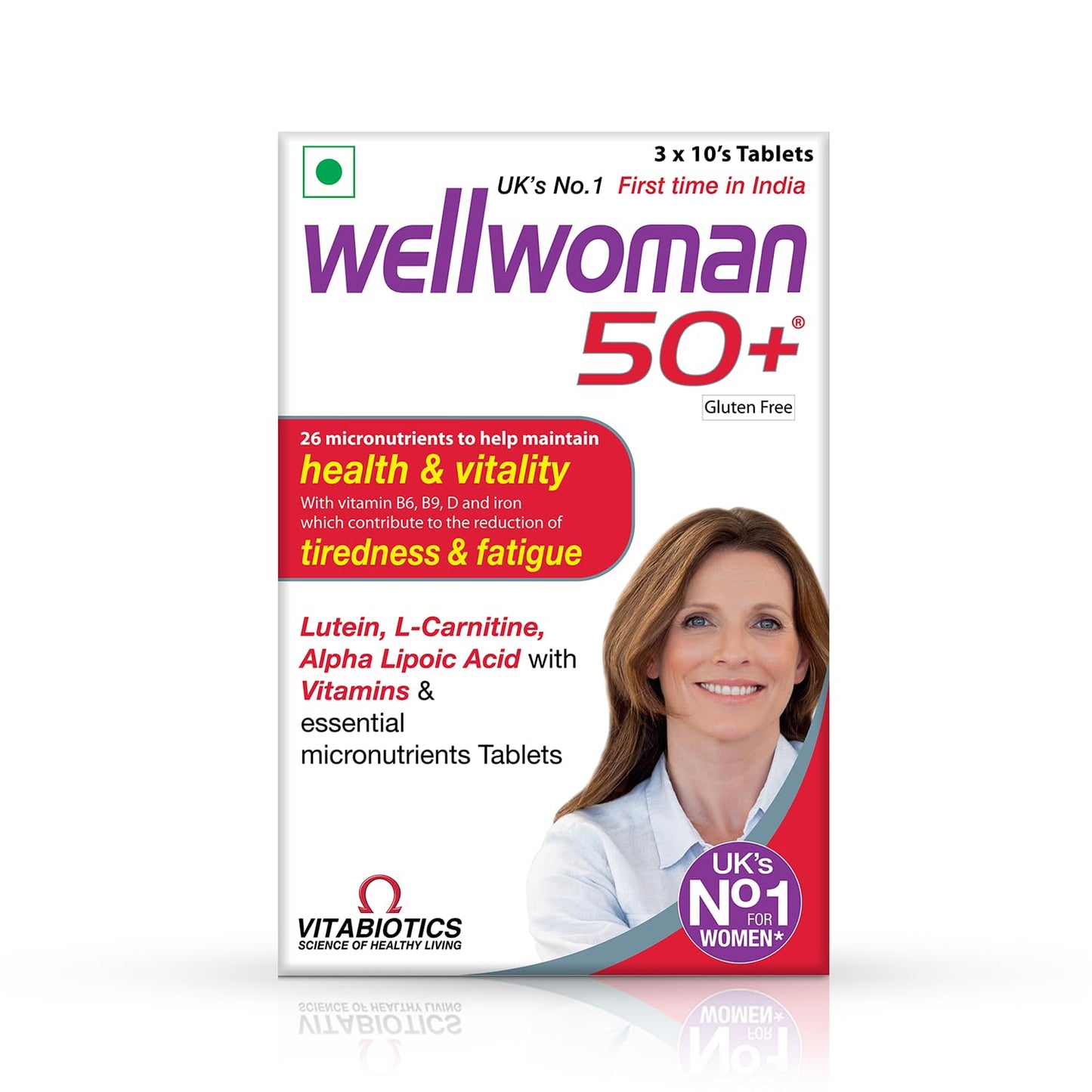 Wellwoman 50+ multivitamins for women over age 50 years with Vitamins, Iron, calcium, amino acids to support menopausal symptoms, maintain energy, Vision & Heart health| Vegetarian 30 Tablets